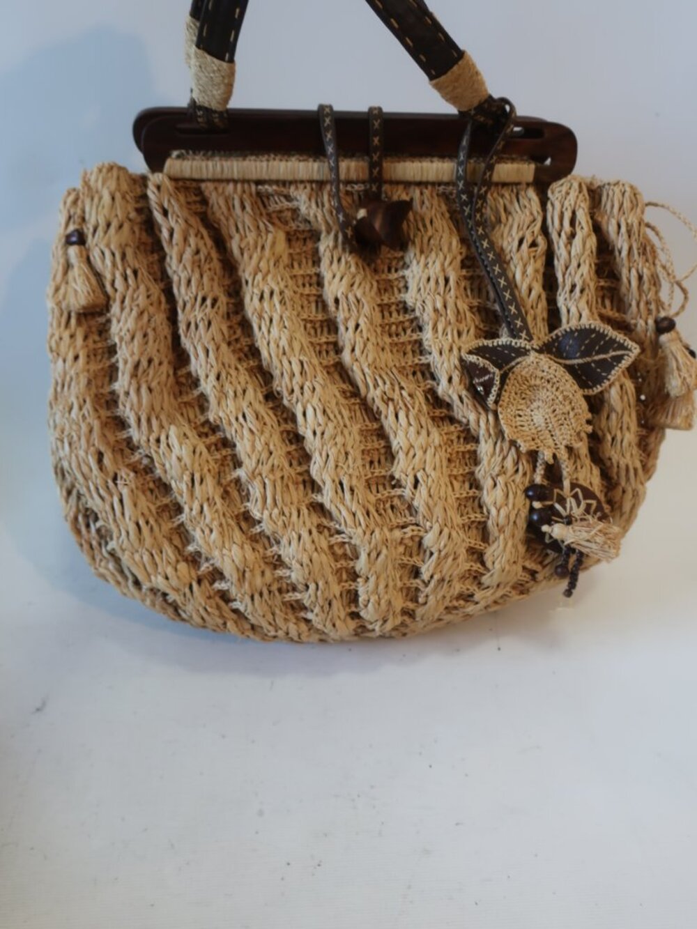 Womens Tocca Beige Straw & Leather Handbag - Picture 4 of 10